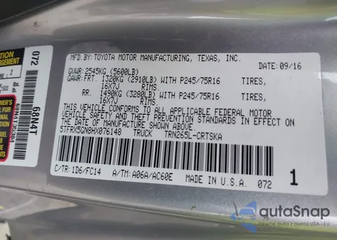 2017 Toyota Tacoma Sr5 из США, поврежденный, VIN 5TFRX5GN8HX076148